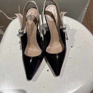 Dior J'Adior Slingback Pump Black Black Patent Calf Skin Size 36.5